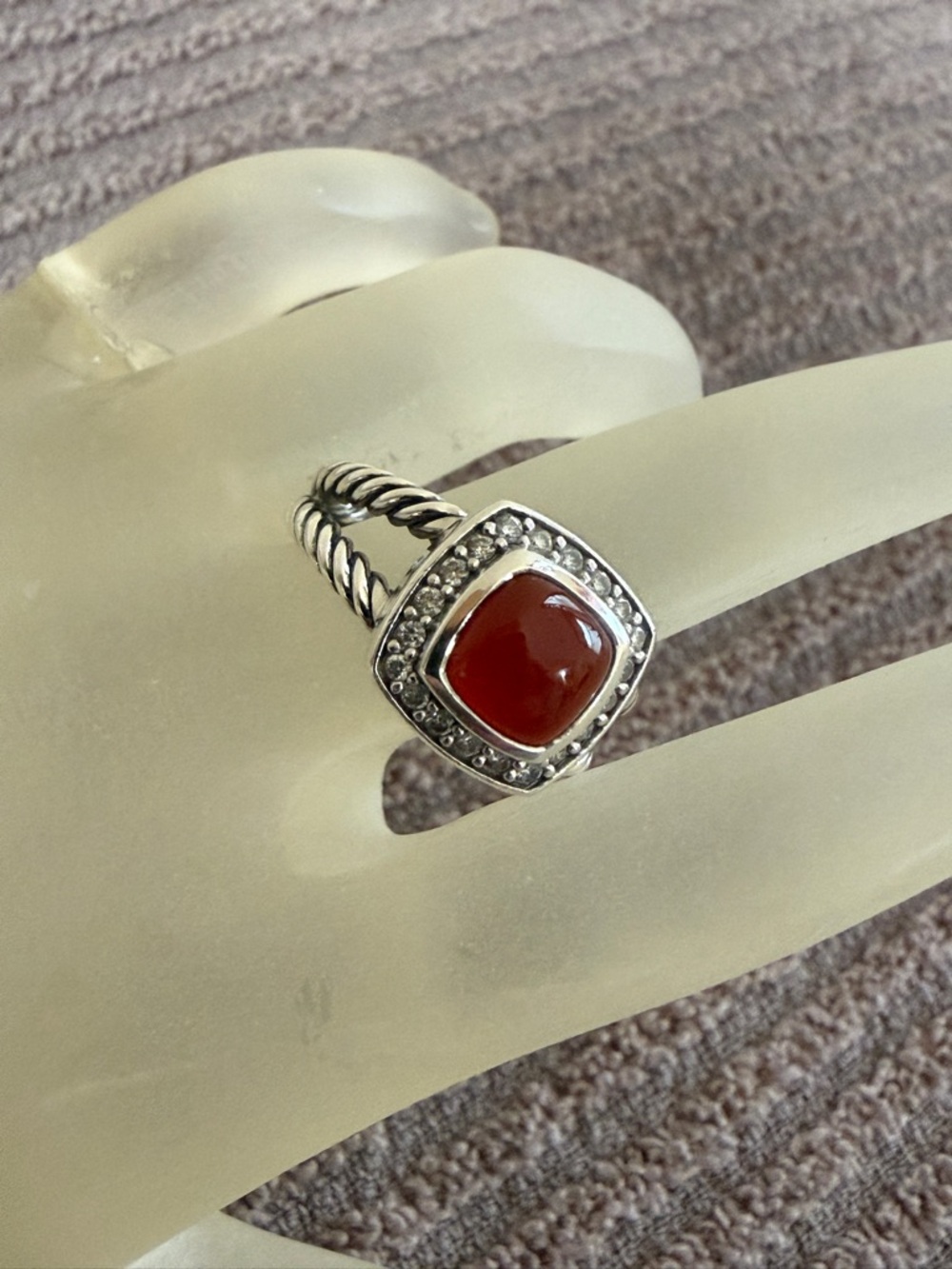 David Yurman RARE! Carnelian Petite Albion Ring 7mm size 6